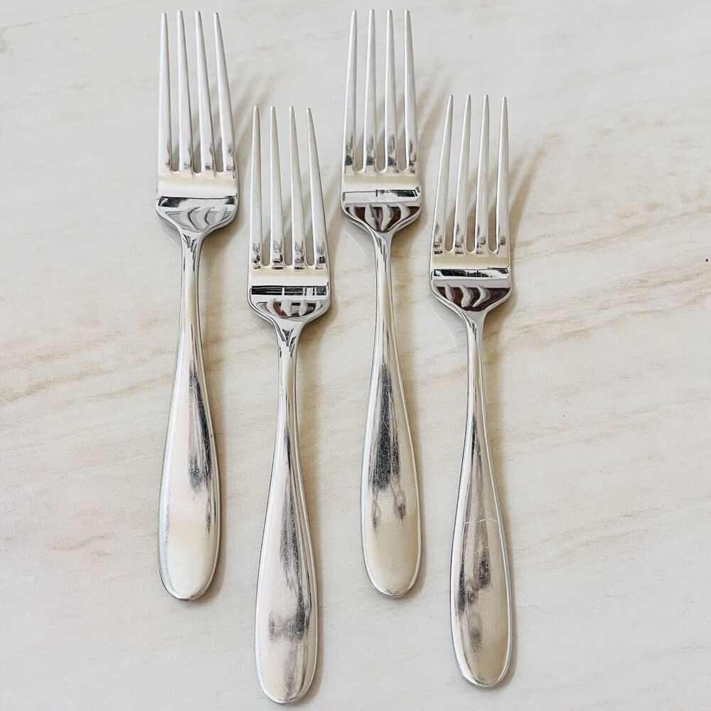 4pc MIKASA Hamilton Stainless Dinner Fork 18/10 Glossy Plain Round Tip Vietnam